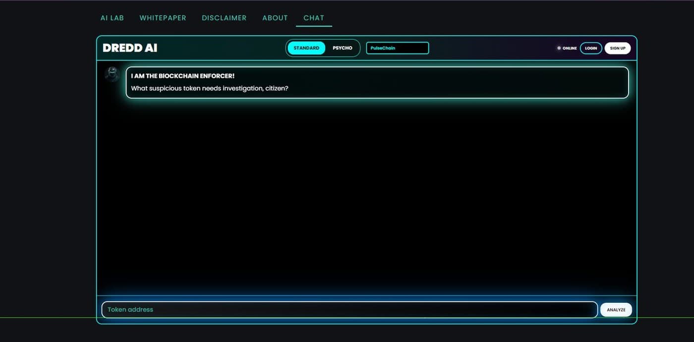 DREDD AI, token risk analysis chat